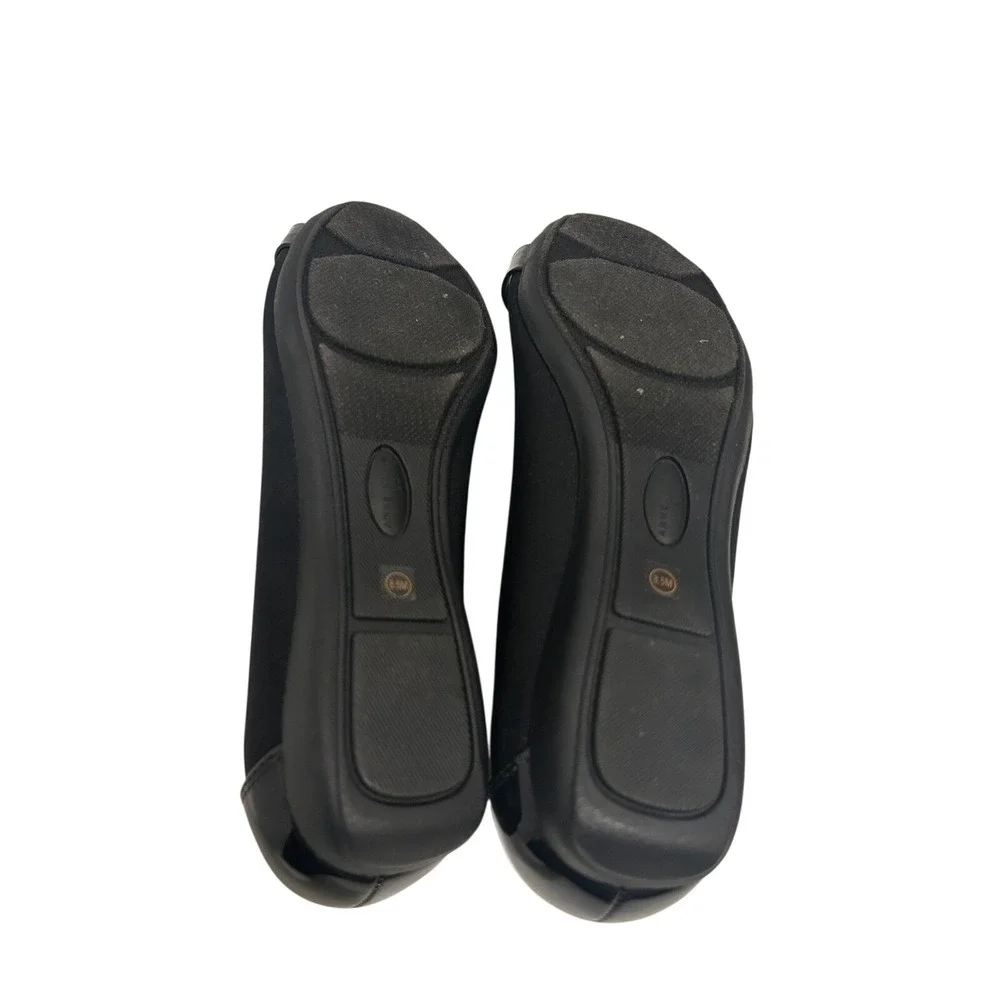 Anne‎ Klein iFlex Black Fabric Patent Buckle Ballet Flats Womens 8.5M